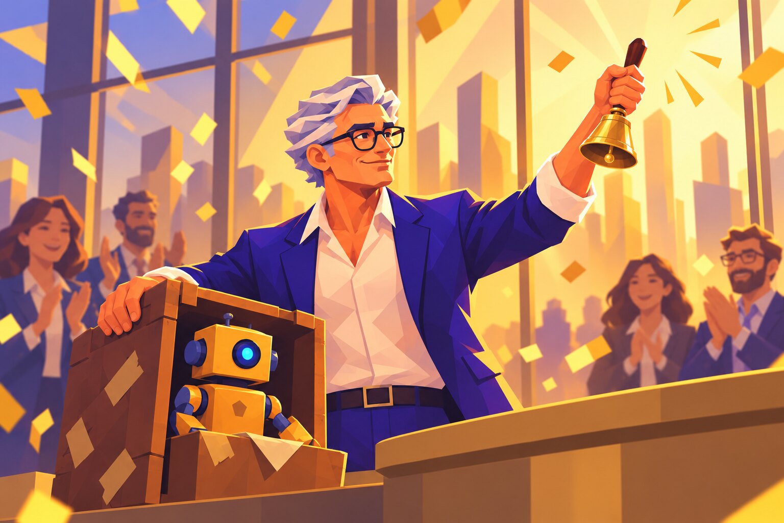 Serial Sam ringing the opening bell as the company goes public